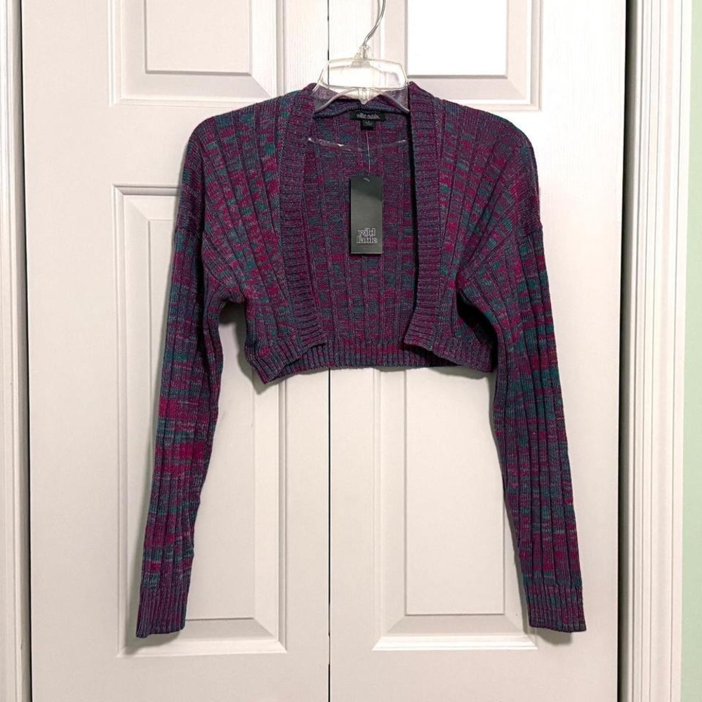 NWT Wild Fable Pink and Blue Bolero Cardigan Sweater Women's Sz Small